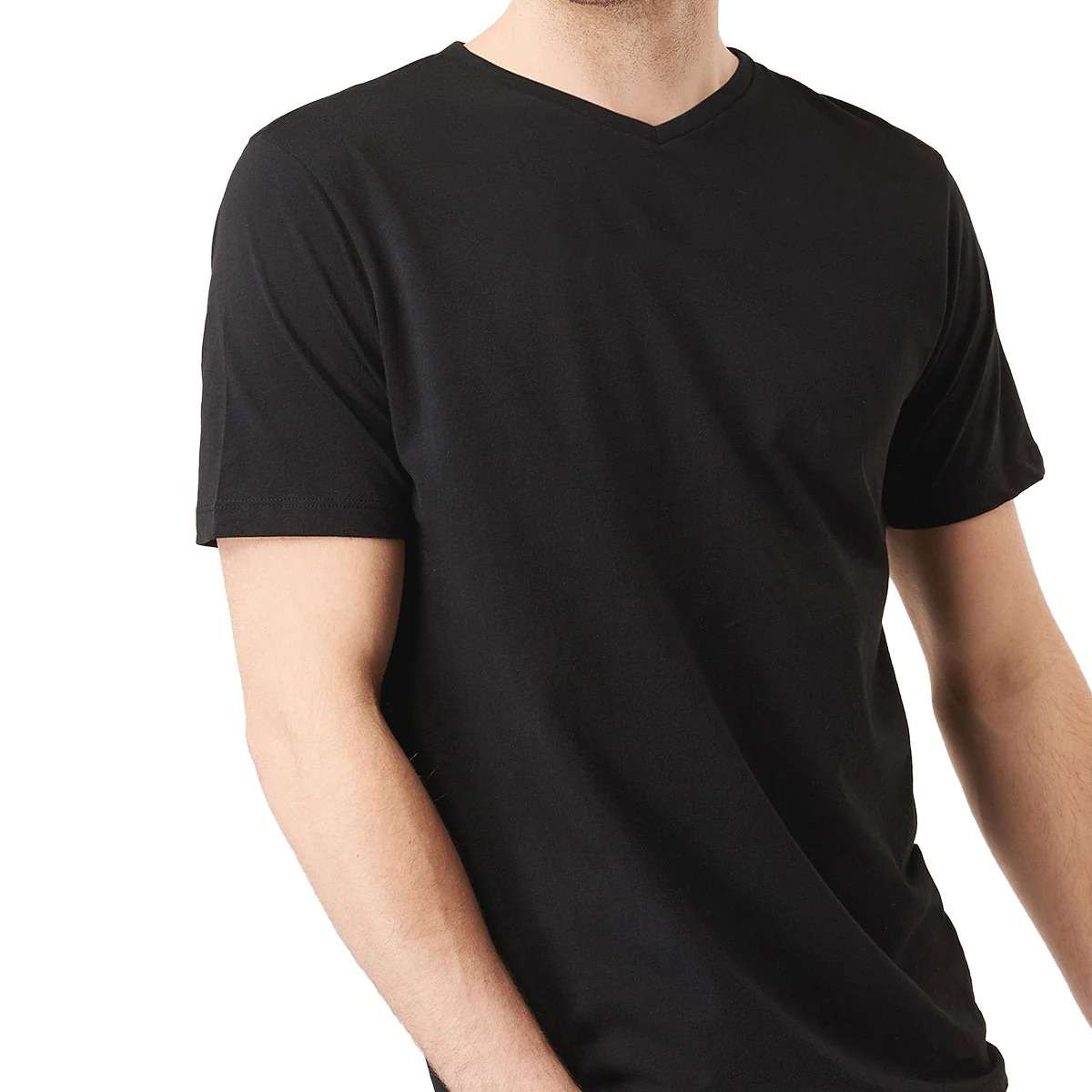 Men V Neck Cotton T Shirt Half Sleeve Basic T-shirt guptodhan.com
