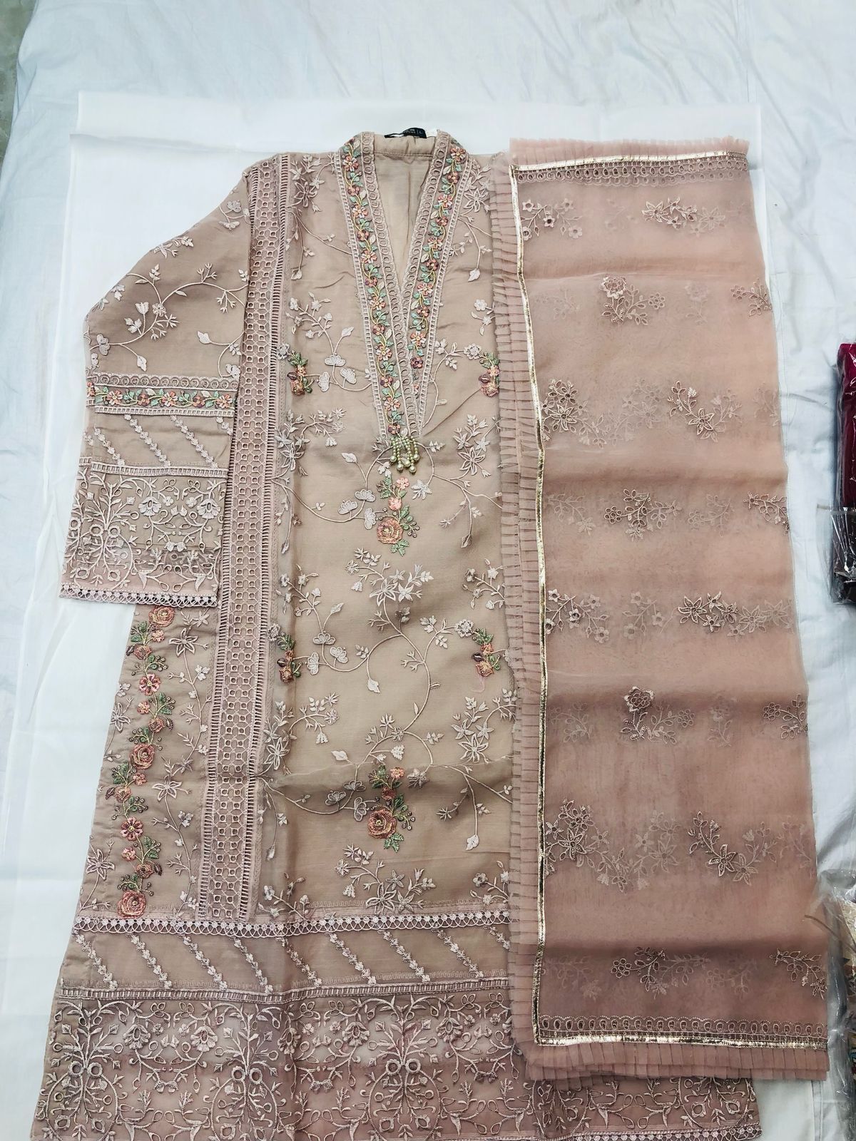 pakistani sadabahar organza 2 piece