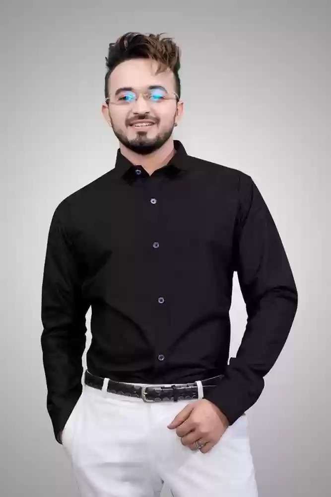 Shart Boys Solid Party Black Shirt