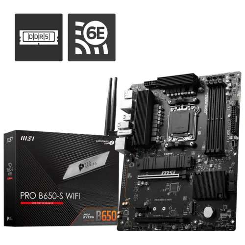 MSI PRO B650-S WIFI DDR5 AM5 ATX Motherboard MSI PRO B650-S WIFI DDR5 AM5 ATX Motherboard MSI PRO B650-S WIFI DDR5 AM5 ATX Motherboard tv | product fter image MSI PRO B650-S WIFI DDR5 AM5 ATX Motherboard