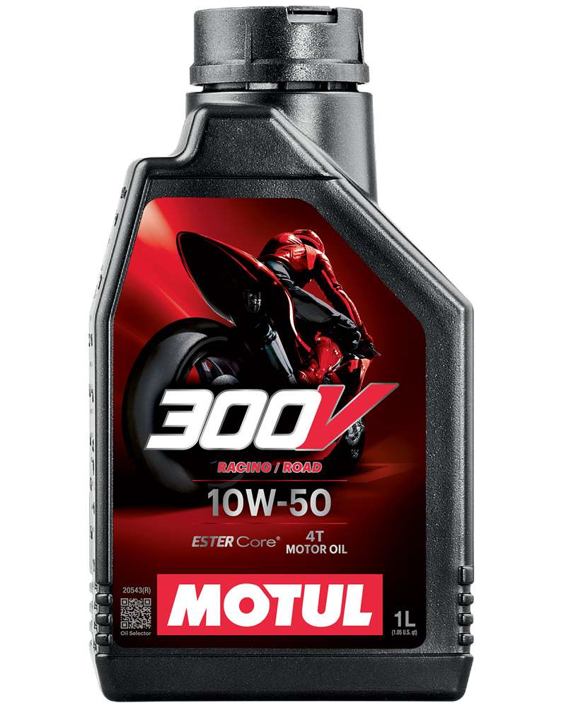 Motul 300V 10W-50 Factory Line Road Racing, 1 Liter Engine Oil – Full Synthetic High Performance Motorcycle Oil