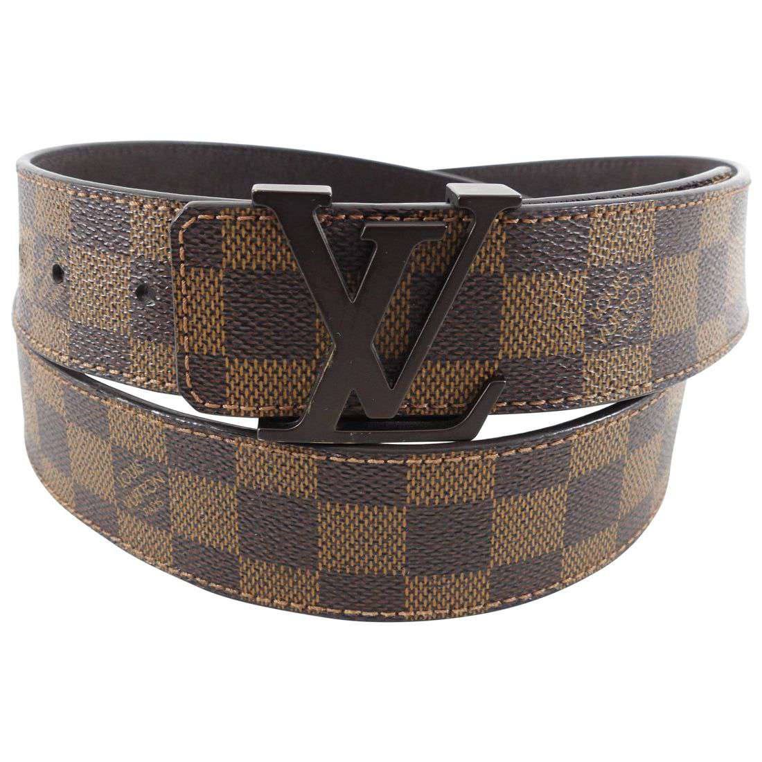 Louis Vuitton Size 95 Belt Damier Ebene Brushed Gold Hardware