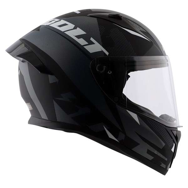 VEGA Bolt Macho Dull Black Grey Full Face Helmet – ISI Certified, Sporty Design with Safety & Comfort